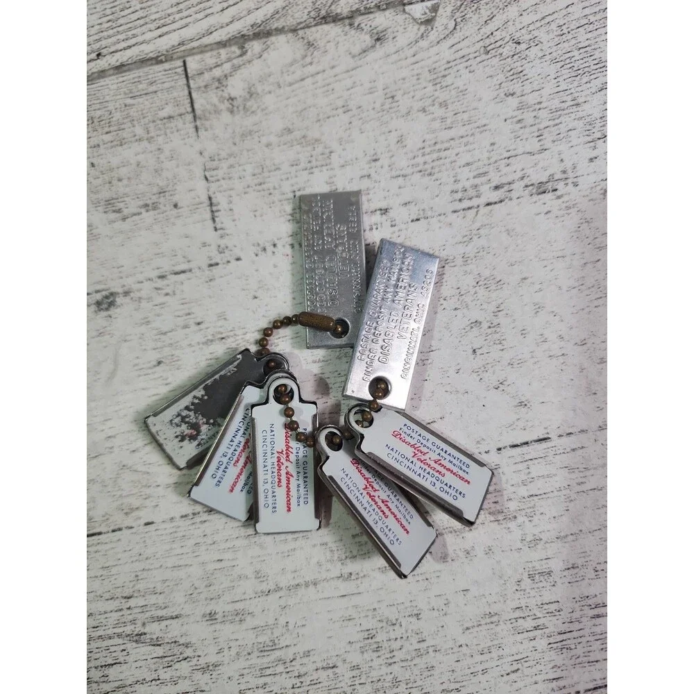 Vintage DAV TAGS Mini License Plate Key Chain LOT OF 7 California 1950-1960s